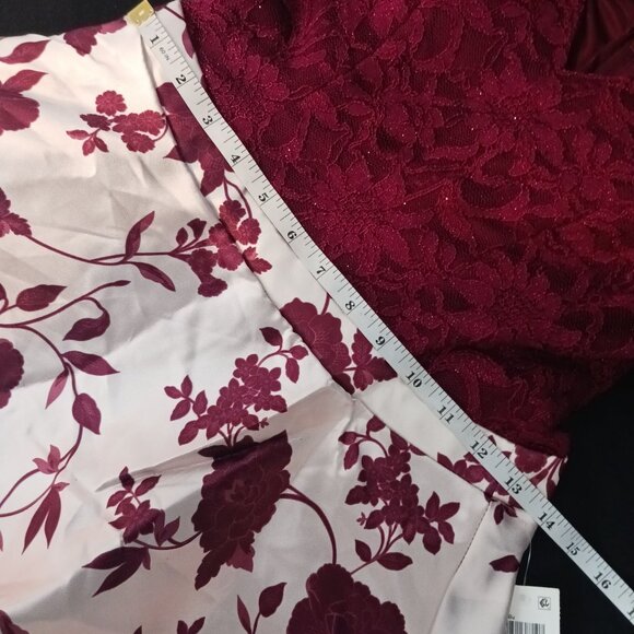 NEW B. Darlin Floral Fit & Flare Mini Dress Juniors Size 5/6 Burgundy Floral - Picture 12 of 12